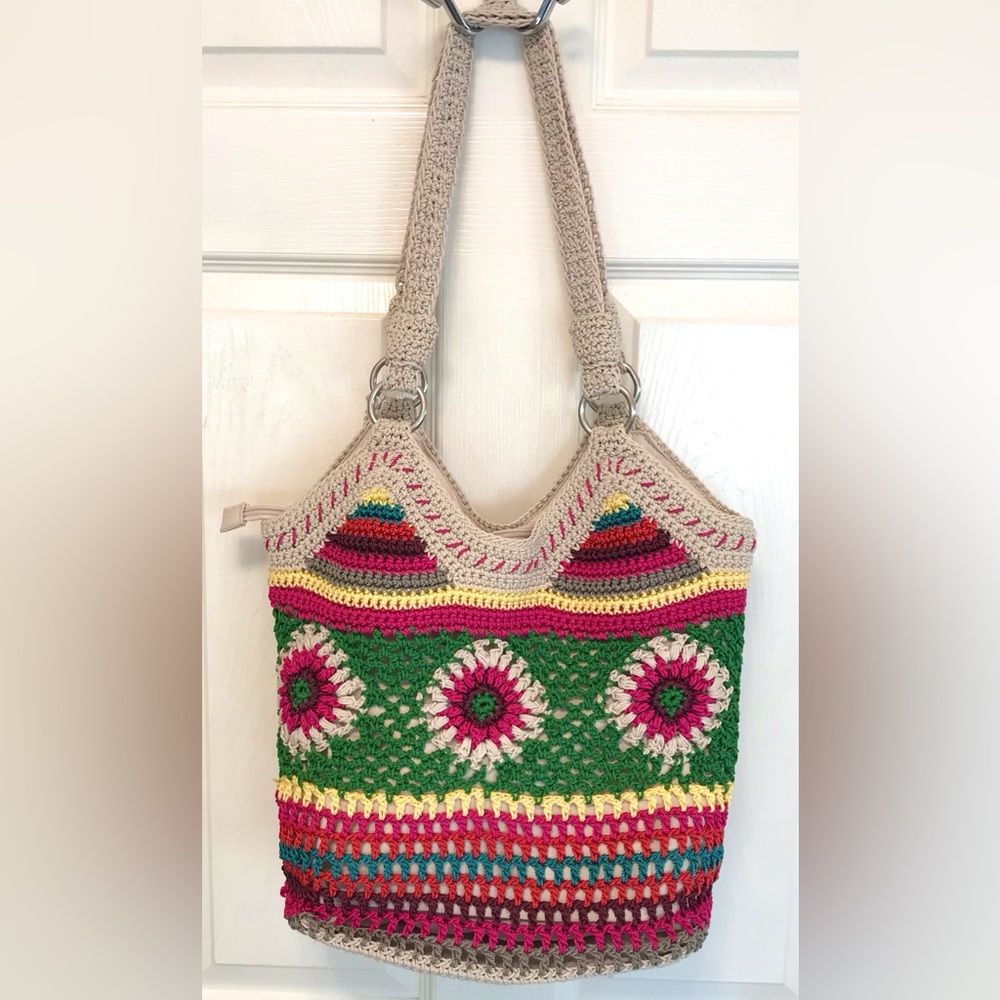 The Sak Ellis Crochet Hobo Bag Boho Granny Square NWOT - Picture 8 of 16